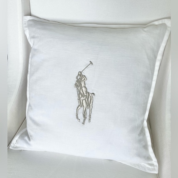 Ralph Lauren Home Other - RALPH LAUREN 🌴 Pony Throw Pillow. White and Silver. Like New.